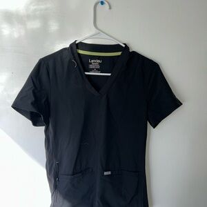 Landau Black Short Sleeve V-Neck Scrub Tee